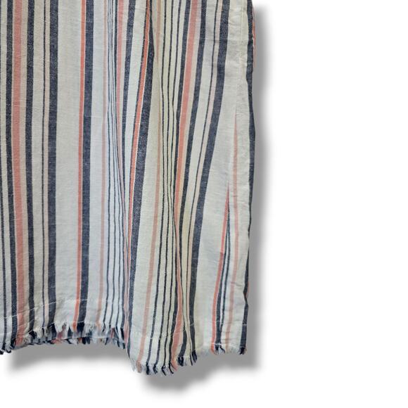 Liz Claiborne Women’s Linen Blend Striped Sleeveless Top Fringe Hem Casual Tank - Picture 4 of 7